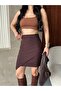 High Waist Asymmetrical Skirt with Closure Detail - 2