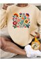 Women's Anatolian Flowers Printed Oversize Crew Neck Sweatshirt - 3