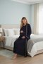 New Season Navy Blue Short Sleeve Full Length Buttoned Summer Design Maternity Maternity Dressing Gown Nightgown Set of 2 - 4