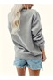 Women's Anatolian Flowers Printed Oversize Crew Neck Sweatshirt - 4