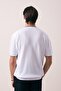 Crew Neck White Ribbed Men's Knitwear T-Shirt - 3
