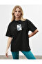 Women's Oversize Alvays Printed Black T-Shirt