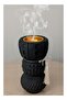 Modern Matte Black Geometric Incense Burner – Triple-Tiered Textured Oud Bakhoor Holder with Decor - 2