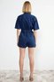 Women's Shirt Collar Short Sleeve Denim Shorts Overalls Fabric Daily Use Functional 100% Cotton - 6