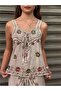 Beige Color Embroidered Pants and Blouse Set - 4