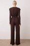 Women's Double-Breasted Collar Long Sleeve Padded Knitted Jumpsuit with Belt Detail Wide Leg Regular Fit Sandy Woven - 6
