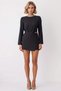 Women's Crew Neck Long Sleeve Plain Pattern Woven Fabric Mini Jumpsuit Straight Fit Standard Sleeve Finike Woven - 5