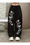 Unisex Butterfly Floral Baggy Cut Wide Leg Sweatpants