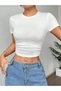 Women's Unprinted Basic Crew Neck Baby Tee Combed Cotton Crop Tshirt - 3