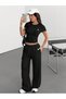 Women's Minimal Horse Print Over-The-Knee Baby Tee Crop and Baggy Sweatpants - Two-Piece Sweat Suit - 4