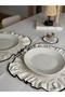 4-Piece Natural Linen Embroidered Rectangular Placemat / American Service Set - 5