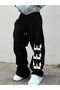 Unisex 3 3 3 Leg Printed Baggy Cut Wide Leg Sweatpants
