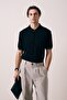Baklava Patterned Black Zippered Men's Knitwear T-Shirt