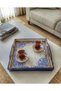 Handmade Wooden Tray with Porcelain Pattern, 32×32 Cm, Mother's Day, Birthday Gift - 2