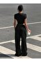 Women's Unprinted Basic Over-The-Hip Baby Tee Crop and Baggy Sweatpants - Two-Piece Sweat Suit - 6