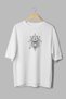 Car Piston Printed Semi-Oversize White Tshirt 1173