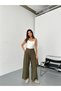 New Season Sweat-Proof 100% Linen Fabric with Back Elastic, Wide Legs, Double Buttons Palazzo Pants - 4