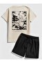Unisex Straight Towards the Goals Sirt Printed Special Design Oversize Tshirt and Shorts Set - Top and Bottom Set