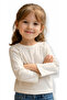 Girl's Ribbed Fabric Lycra Plain Ecru Color Badi - 2