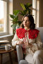 Red Hand Knitted Crochet Retro Vintage Lace Model Collar