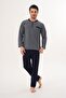 3130 Navy Blue Large Size Men's Pajama Set