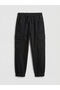 Black elastic waist cargo pants for boys by gulis gi̇yi̇m