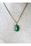 Natural Stone Green Agate Natural Stone Authentic Women's Necklace with 45 cm Chain Euk36Ya - 3