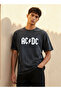 Men Crew Neck Short Sleeves ACDC Print T-shirt
