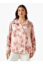 Shirt with Floral Print and High-Low Hem