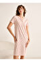 Knee Length Printed Cotton Night Dress with Short Sleeves - 2