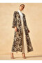 Regular Fit Kimono Abaya Shrug with Animal Print - 2