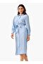 Striped Women Shirt Dress with Tie-Up Belt