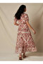 Printed Women Dress with V-neck - 3
