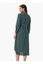 Striped Women Shirt Dress with Tie-Up Belt - 4
