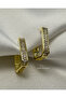 Baguette Stone Geometric Steel Hoop Earrings - Golden Baguette Geo-Hoops