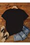 Unisex 100% Cotton Oversize Black T-Shirt with Brown Print - 4