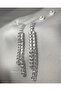 3-Piece Set Waterway Waterfall and Pearl Steel Earrings - Silver Crystal Waterfall & Pearl Trio Set - 3