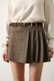 Women's Plaid Belted Pleated Short Skirt Brown - 4