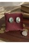 Brass Karamaz Jewelry Gold Color Natural Stone Effect Vintage Design Women's Earrings - 3