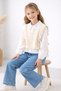 Mi̇ss 797-02-26 Girl's Stone Embroidered Collar Shirt, Knitwear Vest and Wide-Legged Pants 3-Piece Set - 5