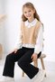 Mi̇ss 797-02-26 Girl's Stone Embroidered Collar Shirt, Knitwear Vest and Wide-Legged Pants 3-Piece Set - 5