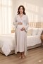 Women's Double-Breasted Collared Maternity Nightgown Set