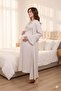 Women's Double-Breasted Collared Maternity Nightgown Set - 5