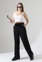 Women's Black Color Elastic Waist Wide Leg Palazzo Trousers