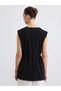Lcw Studio Black V-Neck Women's Vest with Belted Waist - 4