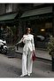 White Shawl, Waist-Fitted V-Neck Jacket and Palazzo Trousers Premium 3-Piece Set - 6