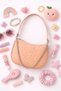 Parachute Fabric Floral Quilted, Faux Leather Detailed, Peach Color Girls' Baguette Shoulder Bag
