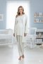 Women's Mint Green Lace Maternity Pajama Set with Dressing Gown - 3