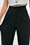 Women's black high-waisted lycra wide leg palazzo pants with hook-and-loop fastening - 2