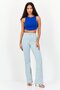 Women Round Neck Sleeveless Textured Tank Top, Blue - 2